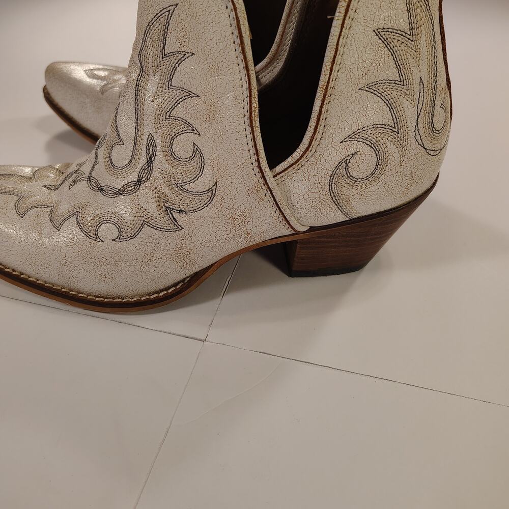 Myra Yipple Western Leather Booties size 9, crackle leather - Picture 6 of 16